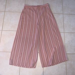 Peach and white stripe flowy culottes / pants with stretch waist